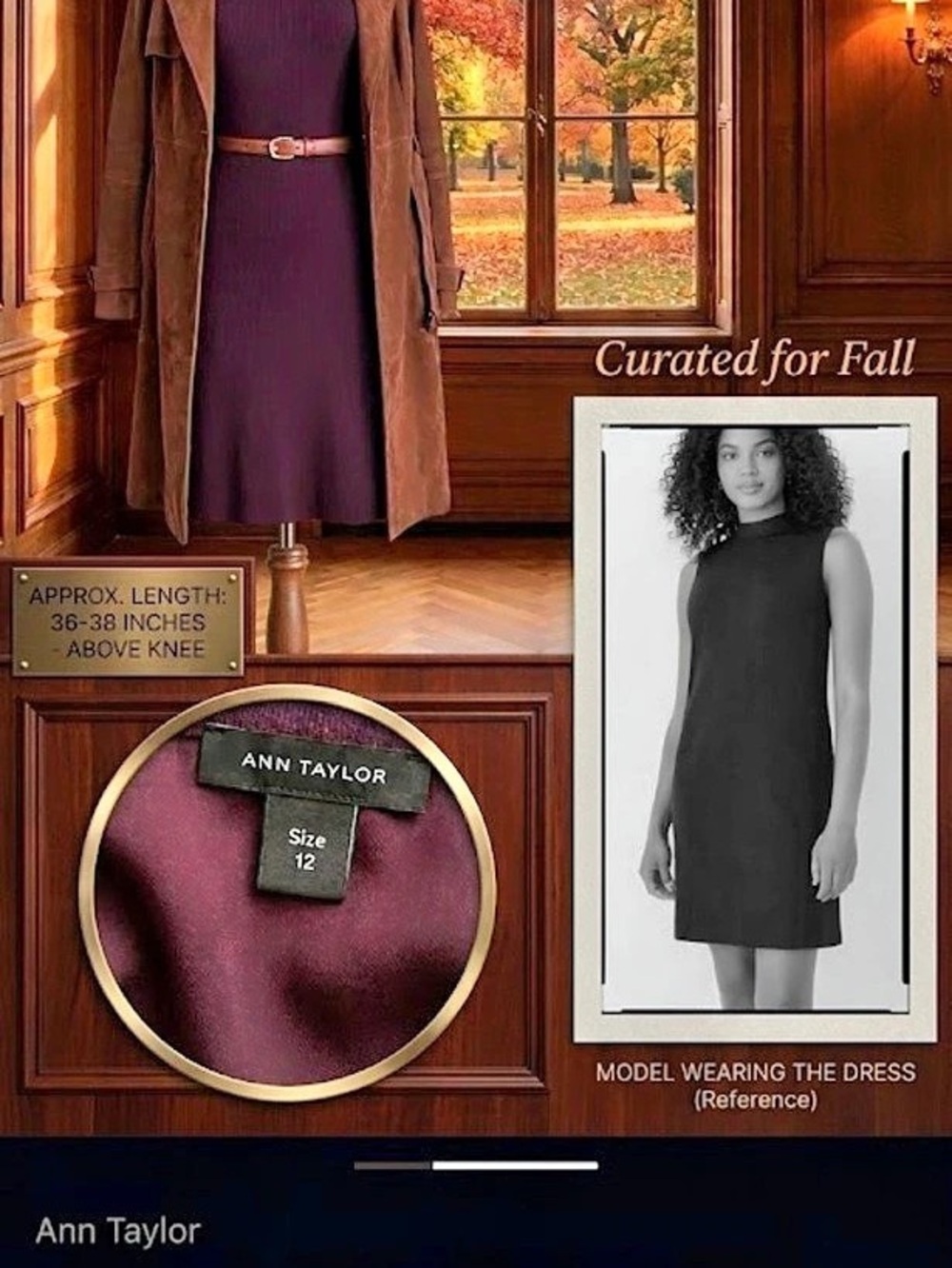 Ann Taylor Ribbed Turtleneck Dress with Silk Bottom Purple Size 12